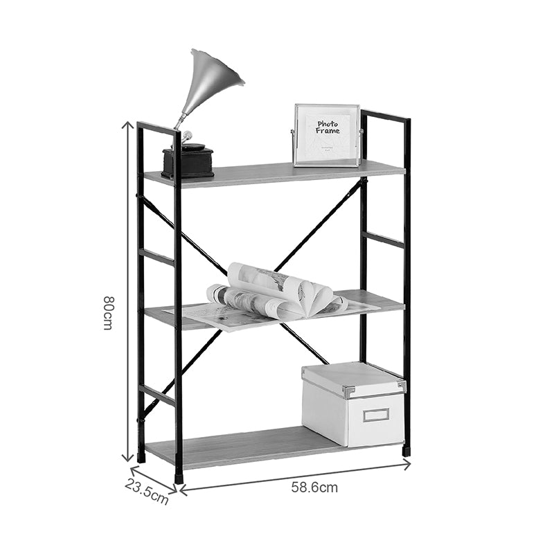 Βιβλιοθήκη-ραφιέρα Manlo pakoworld μαύρο μέταλλο 58.6x23.5x80εκ