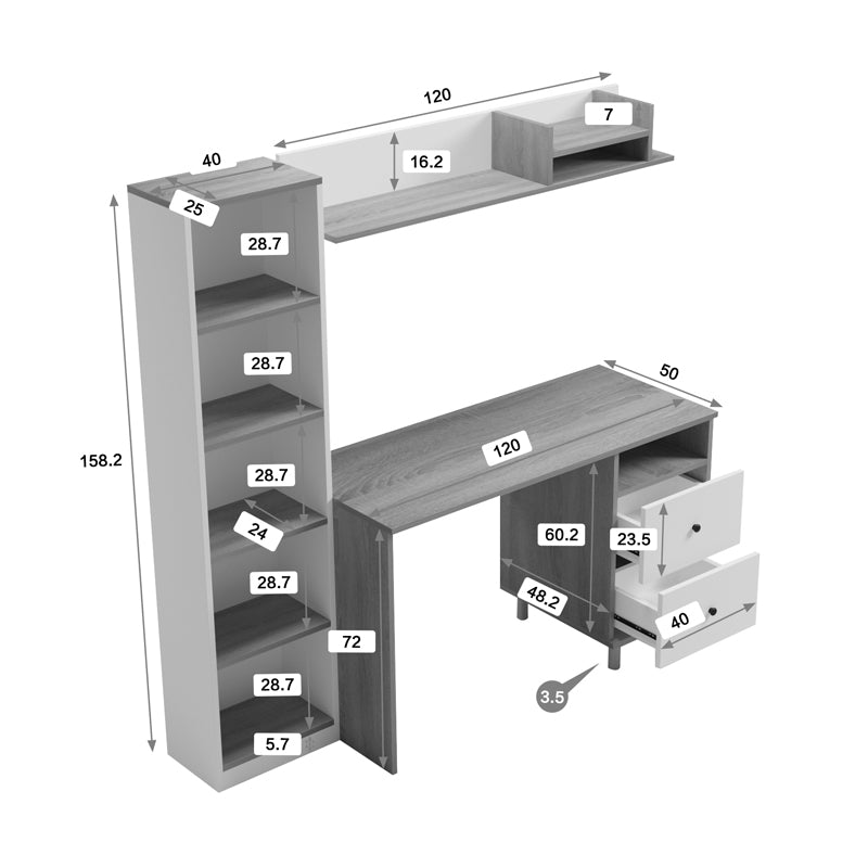 Σύνθεση γραφείου Kontor pakoworld sonoma-λευκό 160x50x158,2εκ