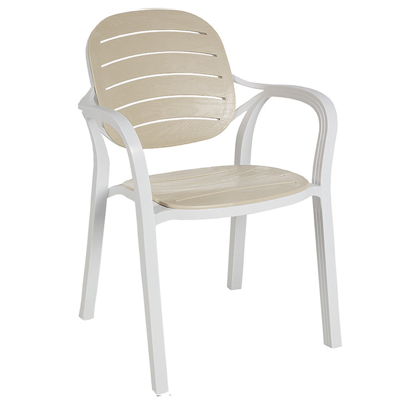 Τραπεζαρία Groovy-Gentle 4Life σετ 3τεμ PP λευκό-cappuccino 80x80x74,5εκ