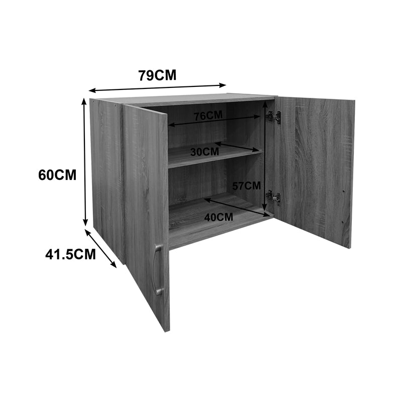 Ντουλάπα εξάφυλλη με συρτάρια και πατάρι Athos pakoworld sonoma 240x42x240εκ