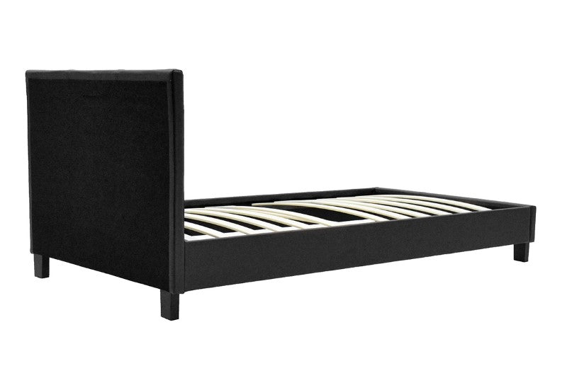 Κρεβάτι Nevil pakoworld 100x200 PU χρώμα μαύρο ματ