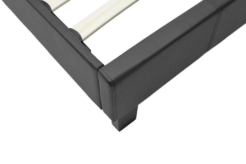 Κρεβάτι Nevil pakoworld 100x200 PU χρώμα μαύρο ματ