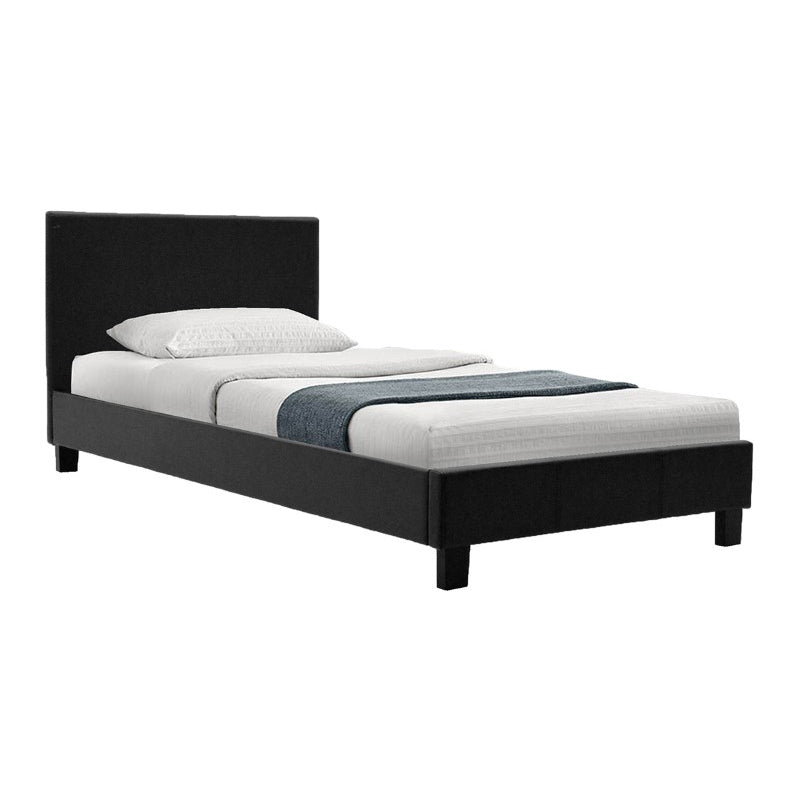 Κρεβάτι Nevil pakoworld 100x200 PU χρώμα μαύρο ματ
