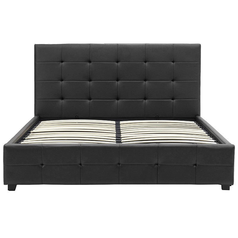 Κρεβάτι Roi pakoworld 160x200 PU μαύρο ματ + αποθηκευτικό χώρο