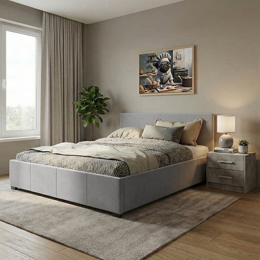Κρεβάτι Norse pakoworld pu γκρι ματ με αποθηκευτικό χώρο 160x200εκ