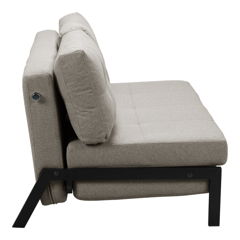 Καναπές 2θέσιος - κρεβάτι Fancy pakoworld ύφασμα μπεζ-μαύρα μεταλλικά πόδια 150x98x70εκ