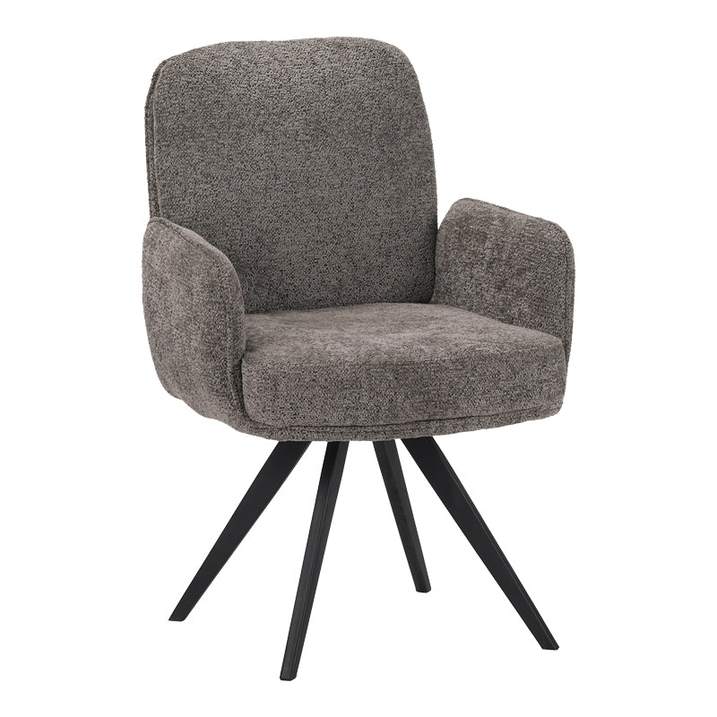 Πολυθρόνα περιστρεφόμενη Novo pakoworld ύφασμα γκρι μπουκλέ-πόδια μαύρο μεταλλικό 65.5x60x90εκ