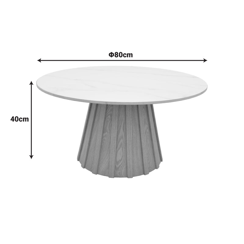 Τραπέζι σαλονιού Franzel pakoworld sintered stone σε όψη μαρμάρου-mdf σε φυσική απόχρωση Φ80x40εκ
