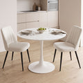 Tραπέζι Balou pakoworld sintered stone σε λευκή απόχρωση με όψη μαρμάρου-βάση λευκό μέταλλο Φ120x73εκ