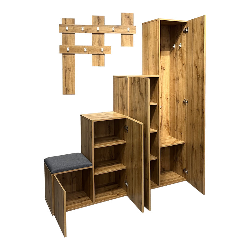 Έπιπλο εισόδου Nenich pakoworld σε oak απόχρωση 150x37x180εκ