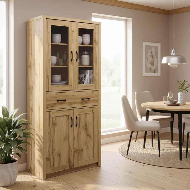 Βιτρίνα-ντουλάπα Nisso pakoworld σε oak απόχρωση 80x40x183.5εκ