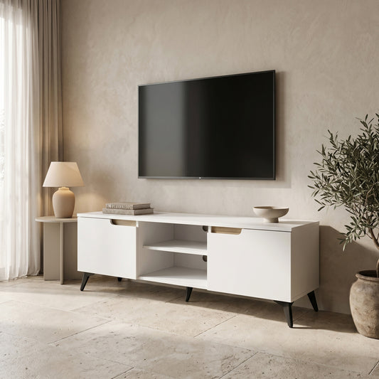 Έπιπλο τηλεόρασης Kemvio pakoworld  sonoma-λευκό 150x38x44εκ