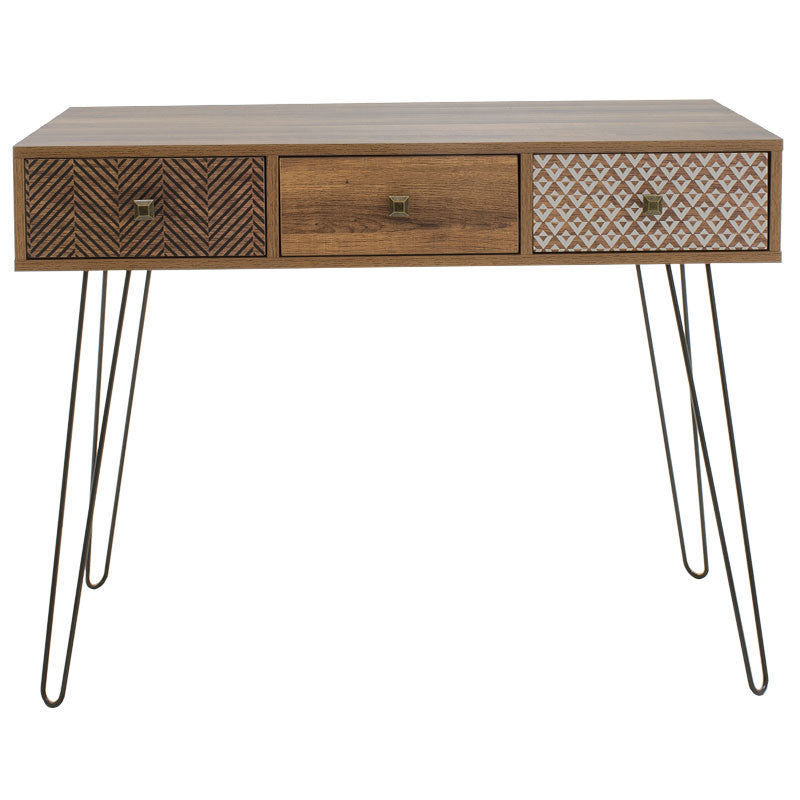 Κονσόλα Boho pakoworld καρυδί με μεταλλικά πόδια 100x50,5x74,5εκ