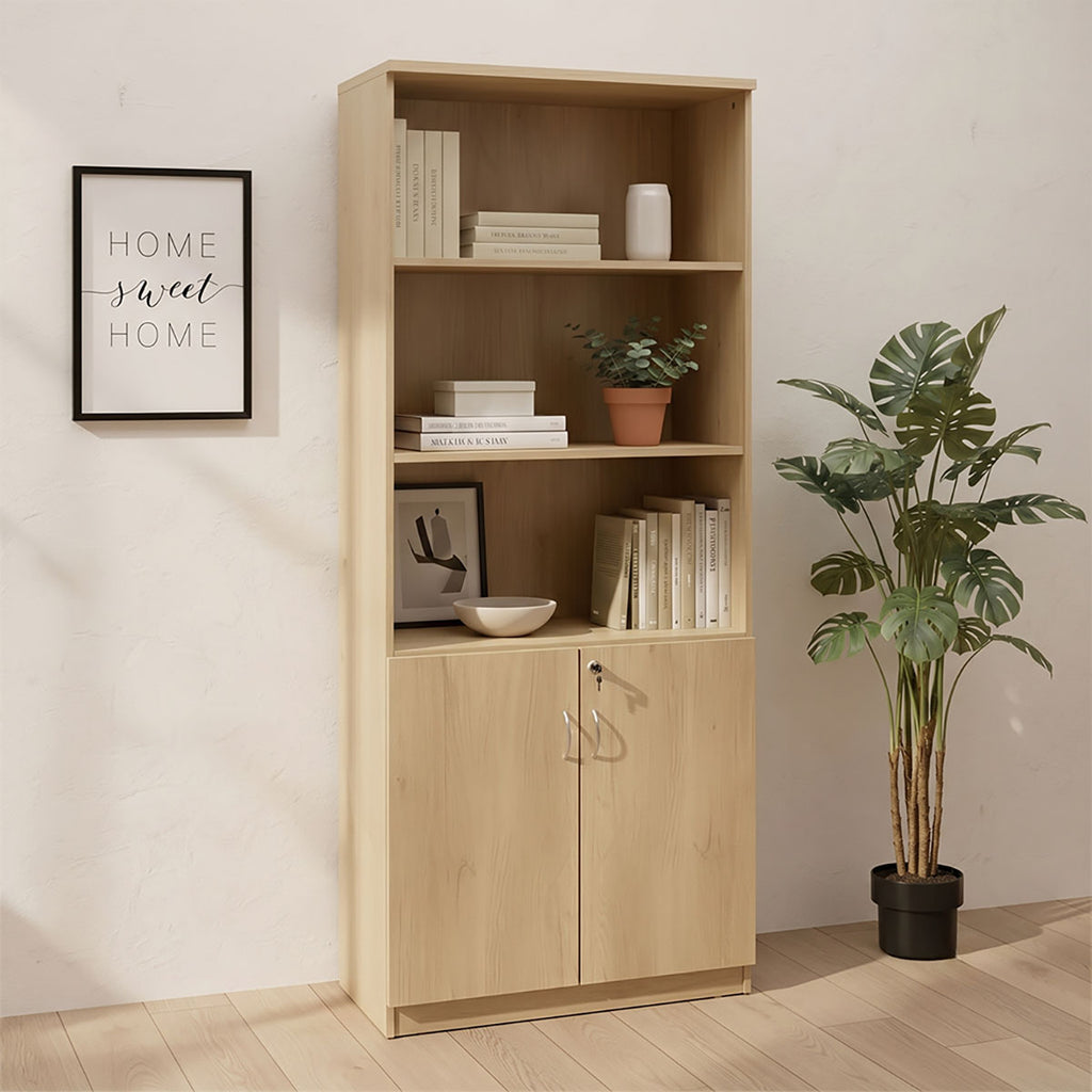 Βιβλιοθήκη γραφείου επαγγελματική Amazon pakoworld χρώμα sonoma 80x40x200εκ