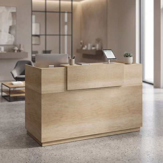 Γραφείο reception Lotus pakoworld σε χρώμα φυσικό 180x70x110εκ