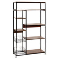 Ραφιέρα επιδαπέδια Leena pakoworld μέταλλο dark oak-μαύρο 80x30x142εκ