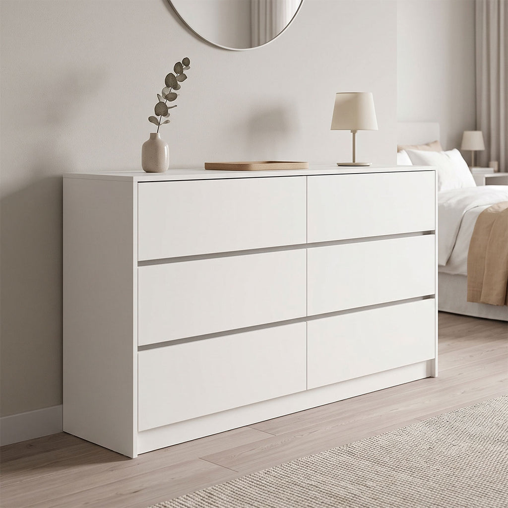 Συρταριέρα Kuanger pakoworld mdf σε λευκή απόχρωση 120x40x70εκ
