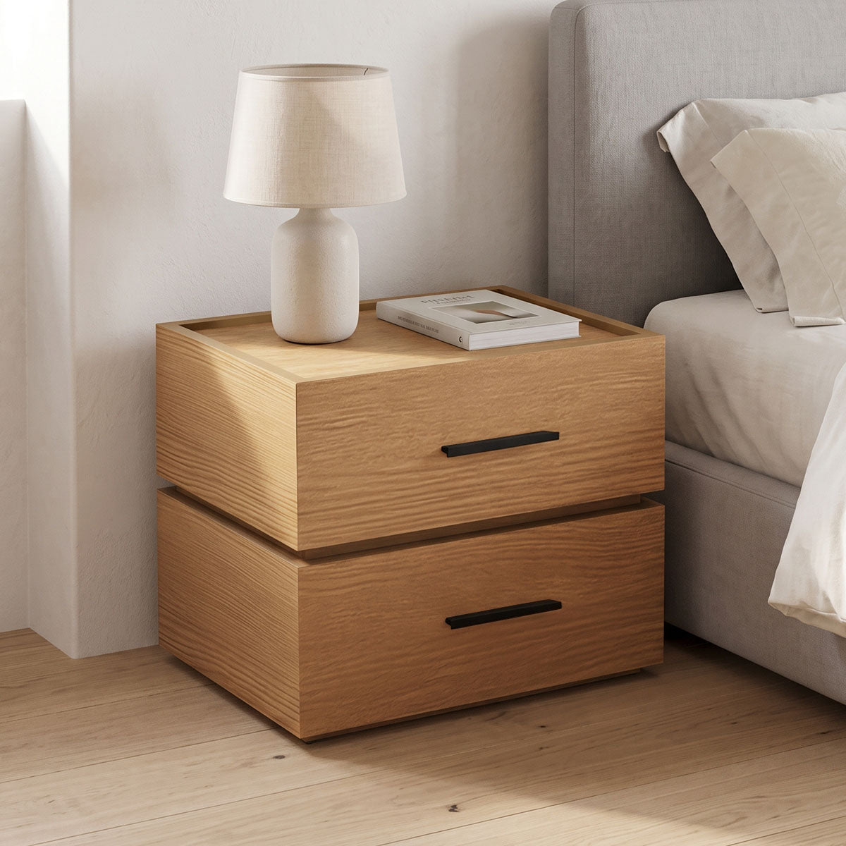 Κομοδίνο Sonlen pakoworld mdf σε oak απόχρωση 60x40x44.5εκ