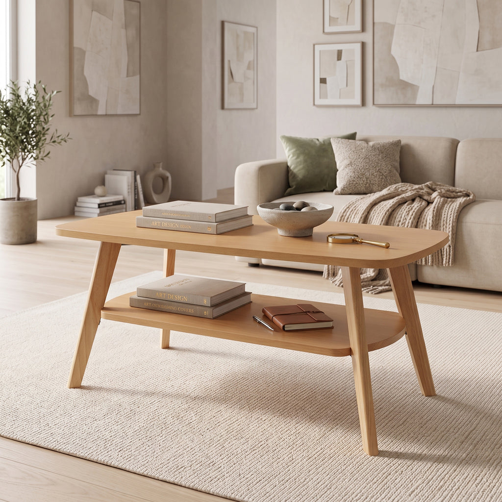 Τραπέζι σαλονιού Komela I mdf σε φυσική απόχρωση 100x48x45cm