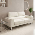 Καναπές Shea pakoworld 3θέσιος PU ivory-inox 198x80x87εκ