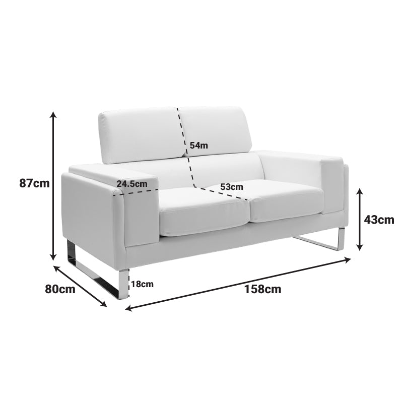 Καναπές Shea pakoworld 2θέσιος PU ivory-inox 158x80x87εκ