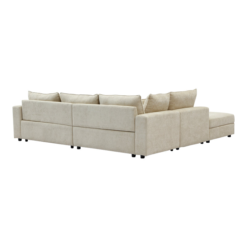 Πολυμορφικός καναπές Navaro pakoworld ύφασμα μπεζ 281x256x85εκ