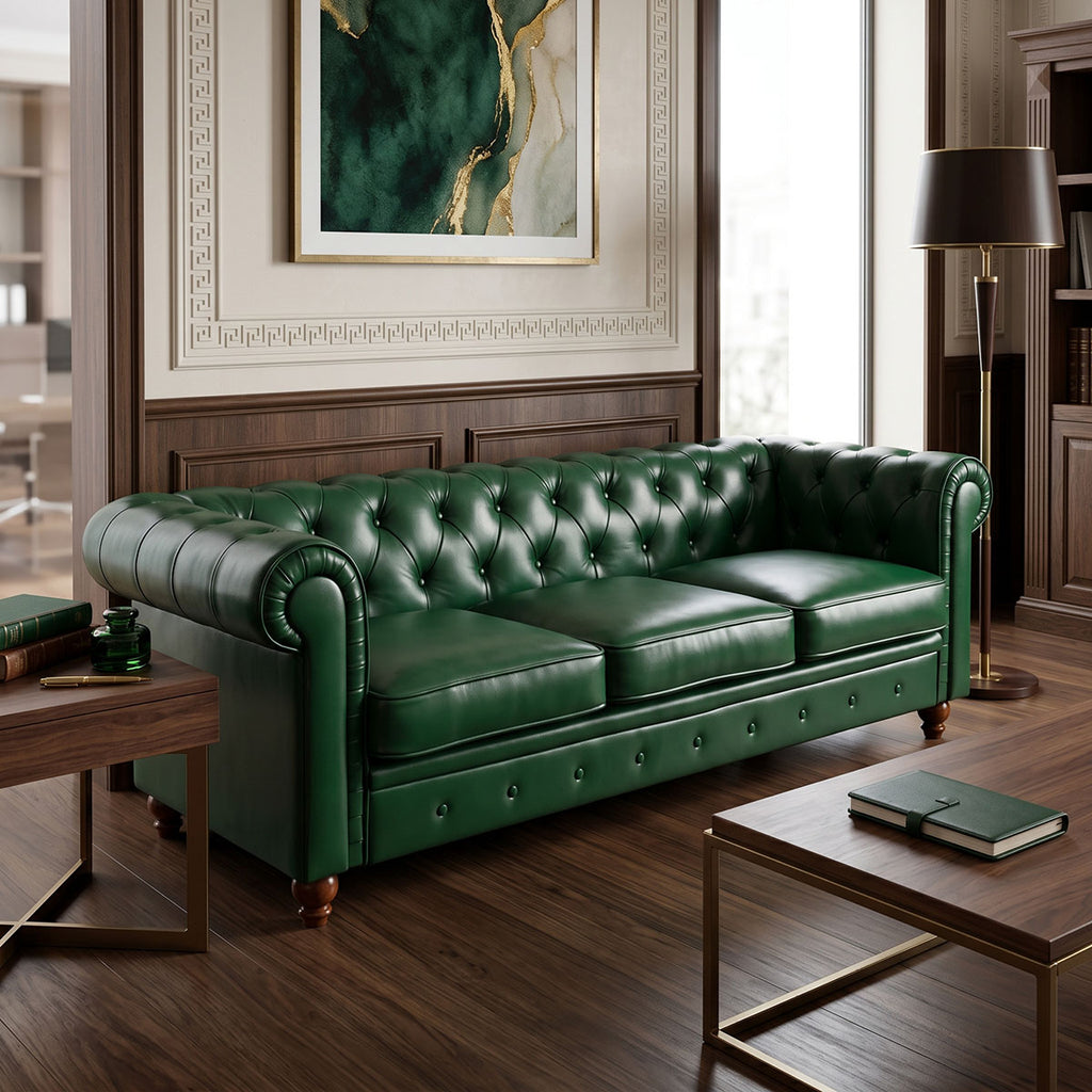 Kαναπές τριθέσιος τ. Chesterfield pakoworld pu κυπαρισσί 203x84x67εκ