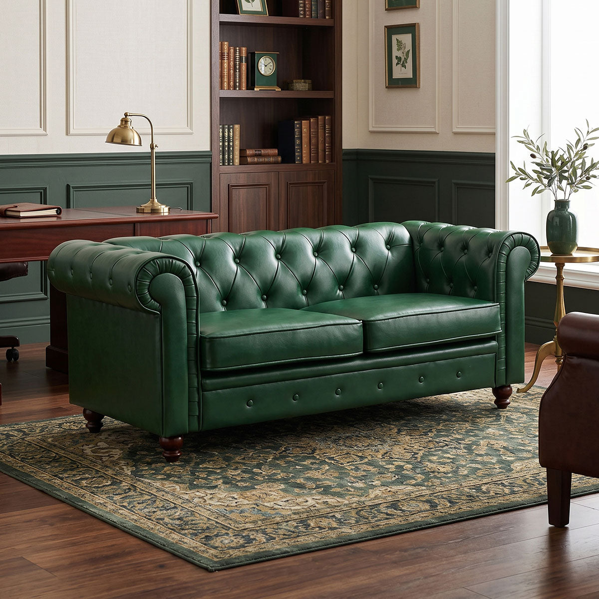 Kαναπές διθέσιος τ. Chesterfield pakoworld pu κυπαρισσί 160x84x67εκ