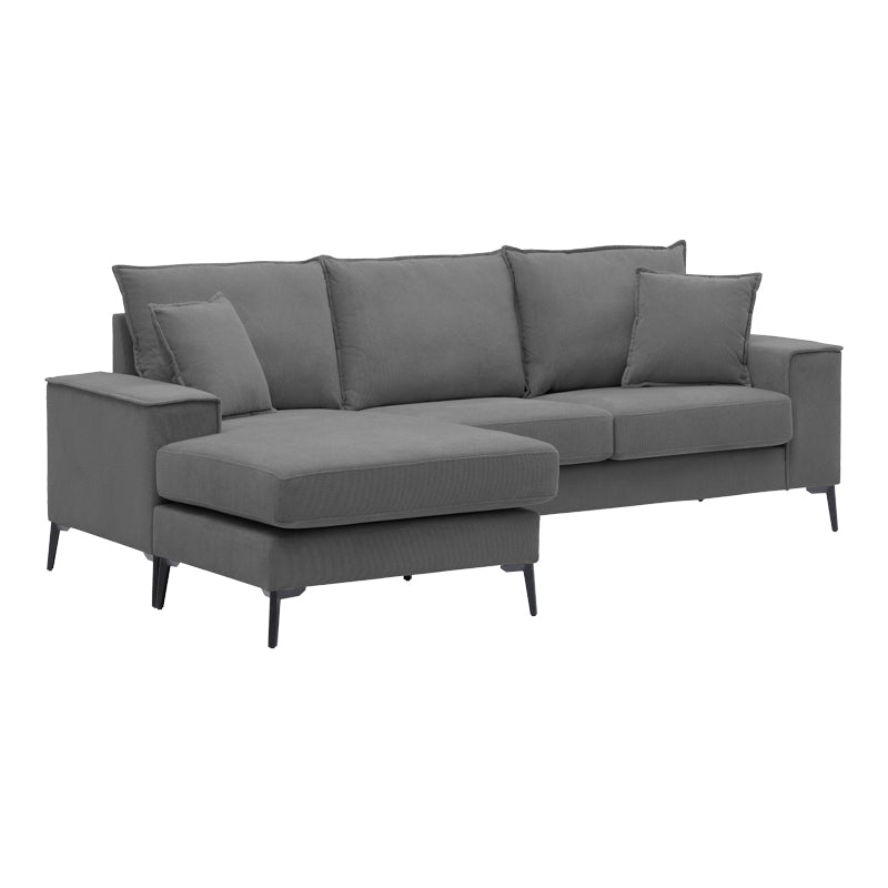 Γωνιακός καναπές Ravelma pakoworld αναστρέψιμος ανθρακί ύφασμα 241x168x87εκ