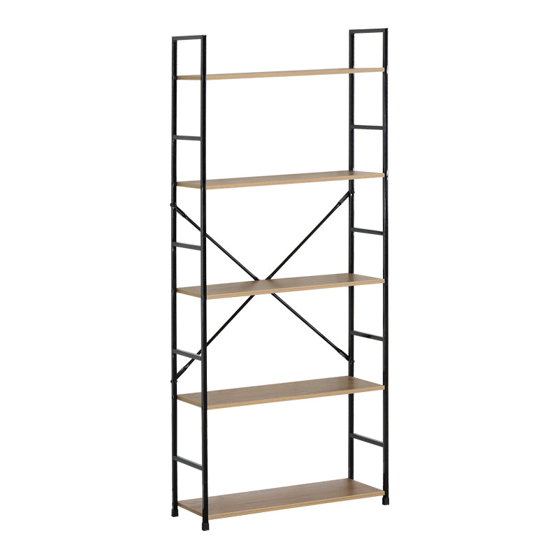 Βιβλιοθήκη Manlo pakoworld oak με μαύρο μέταλλο 58.6x23.5x144εκ