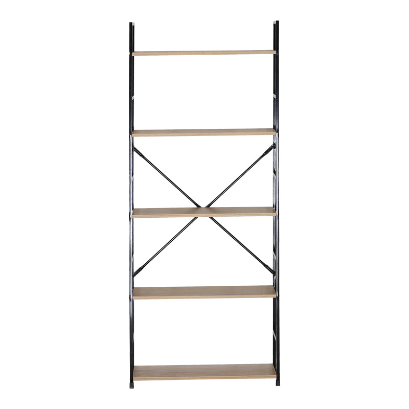 Βιβλιοθήκη Manlo pakoworld oak με μαύρο μέταλλο 58.6x23.5x144εκ