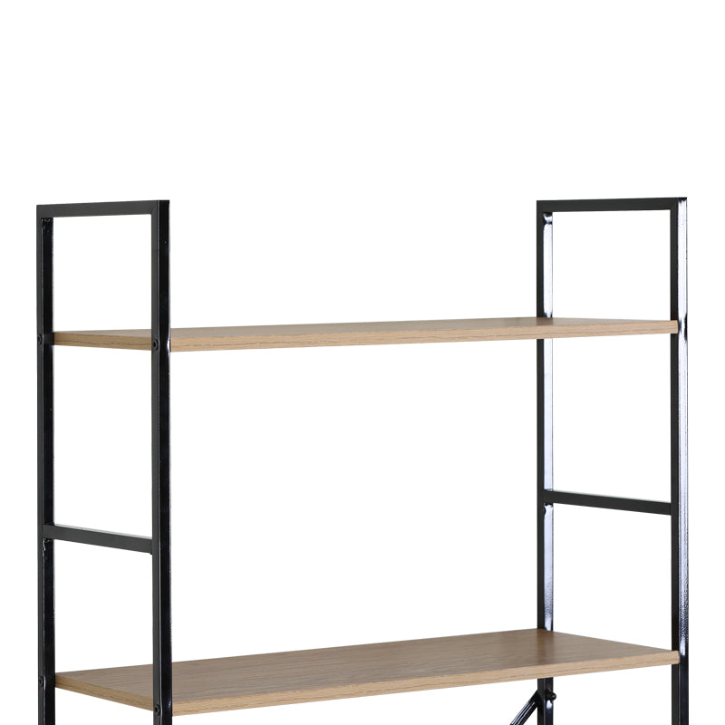 Βιβλιοθήκη Manlo pakoworld oak με μαύρο μέταλλο 58.6x23.5x144εκ