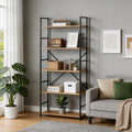 Βιβλιοθήκη Manlo pakoworld oak με μαύρο μέταλλο 58.6x23.5x144εκ