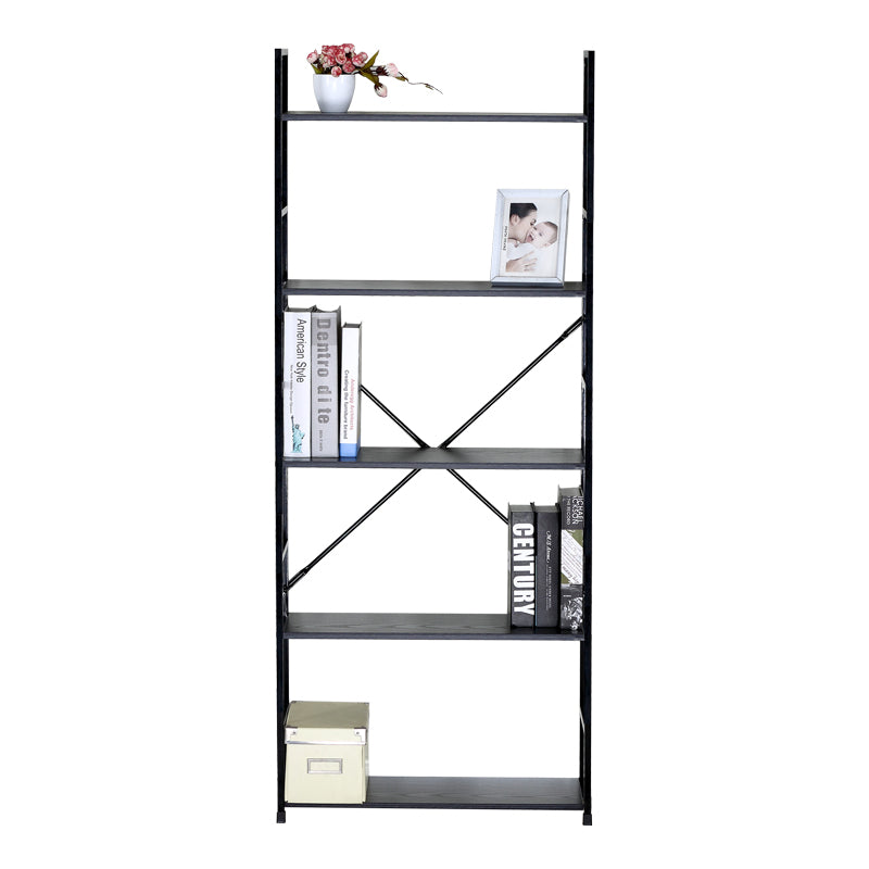 Βιβλιοθήκη Manlo pakoworld μαύρο μέταλλο 58.6x23.5x144εκ