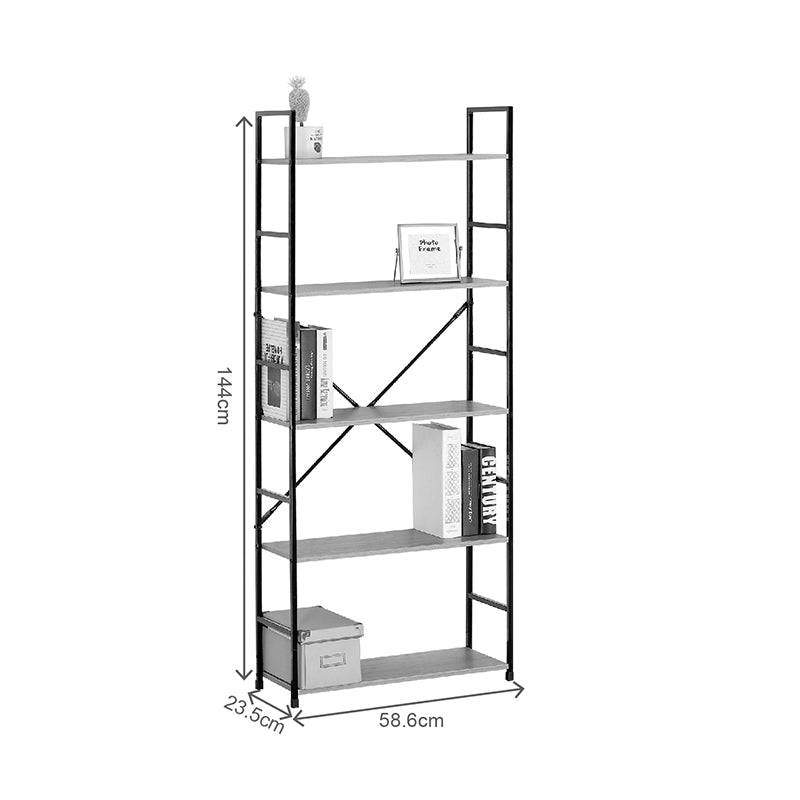 Βιβλιοθήκη Manlo pakoworld μαύρο μέταλλο 58.6x23.5x144εκ