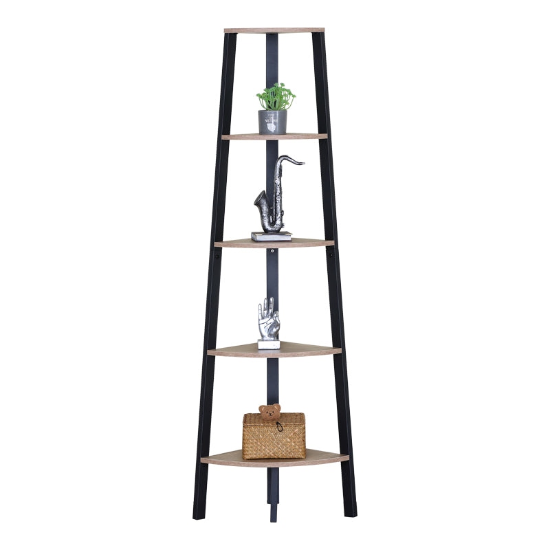 Γωνιακή βιβλιοθήκη Arvia pakoworld oak με μαύρο μέταλλο 53.4x37.8x160.3εκ