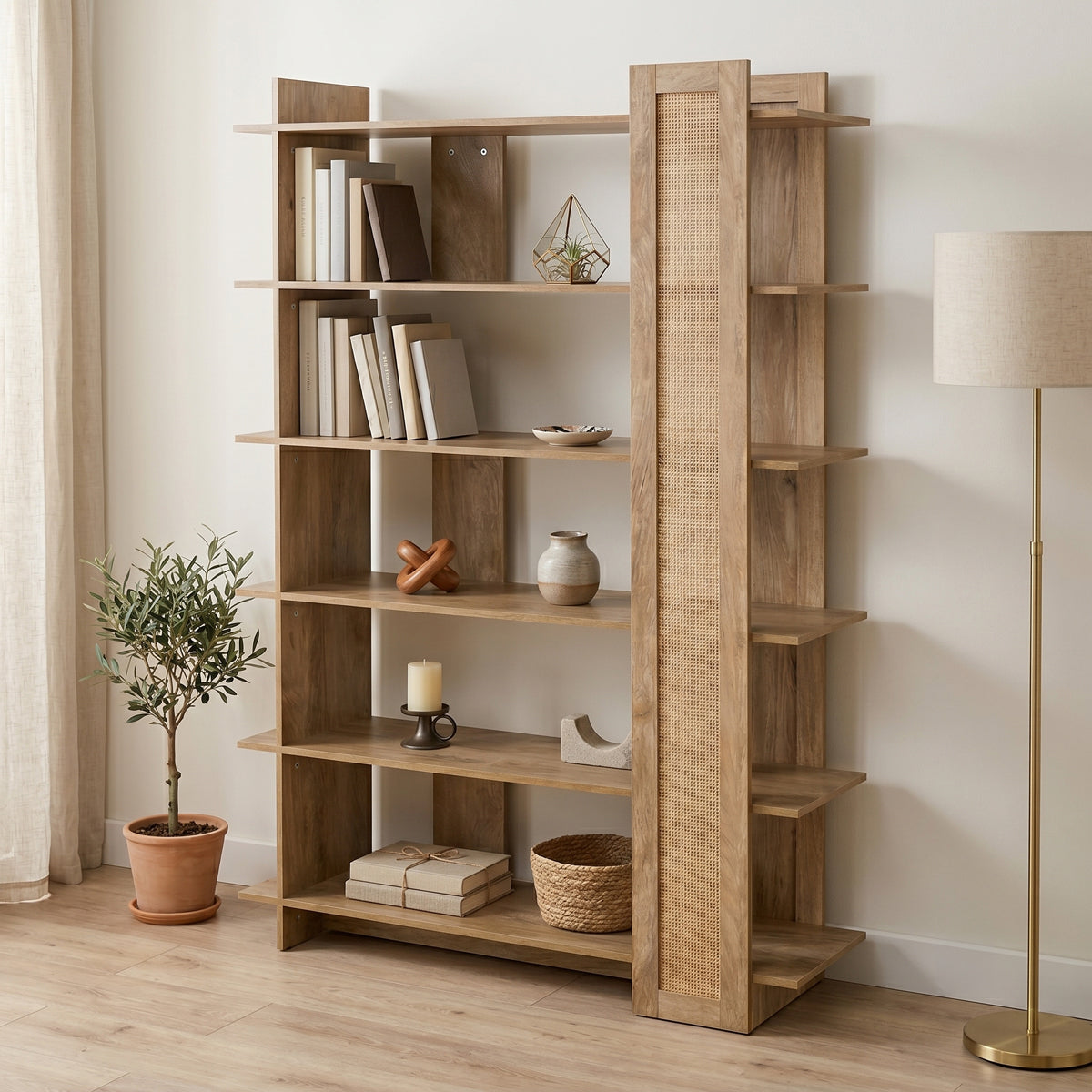 Βιβλιοθήκη Oslo pakoworld sonoma 100x32x146.5εκ