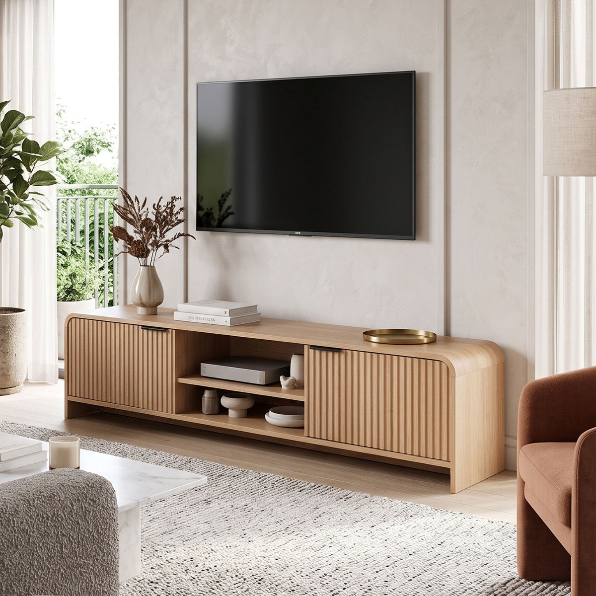 Έπιπλο τηλεόρασης Anfen 4Life mdf σε φυσική απόχρωση 160x39x40,5εκ