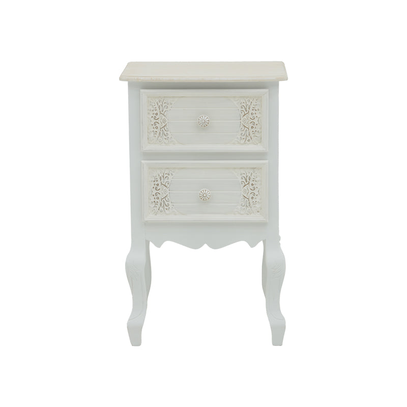Κομοδίνο Pazlen Inart mdf σε λευκή αντικέ απόχρωση 40x45x65εκ