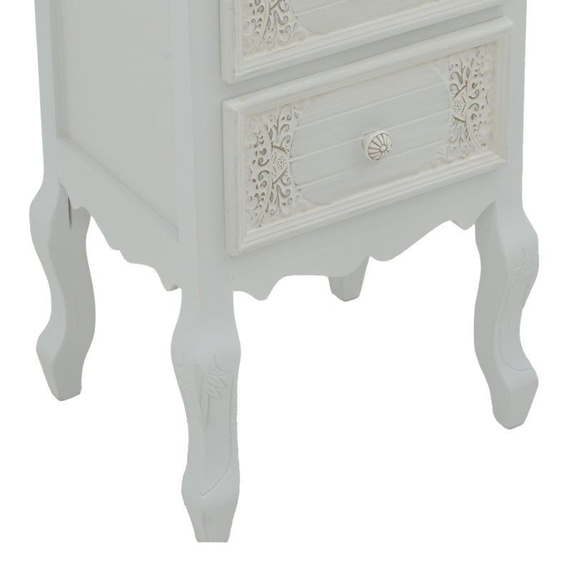 Κομοδίνο Pazlen Inart mdf σε λευκή αντικέ απόχρωση 40x45x65εκ