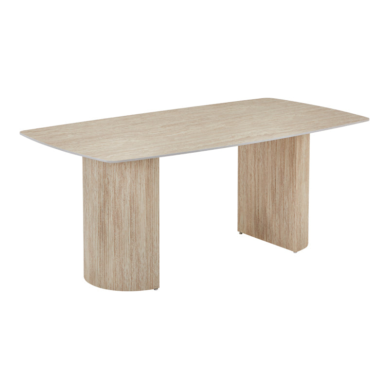 Τραπέζι Loosir pakoworld mdf-sandstone σε όψη τραβερτίνας 180x90x74εκ