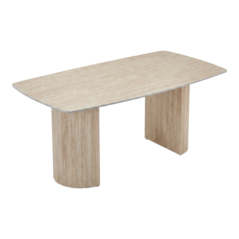 Τραπέζι Loosir pakoworld mdf-sandstone σε όψη τραβερτίνας 180x90x74εκ