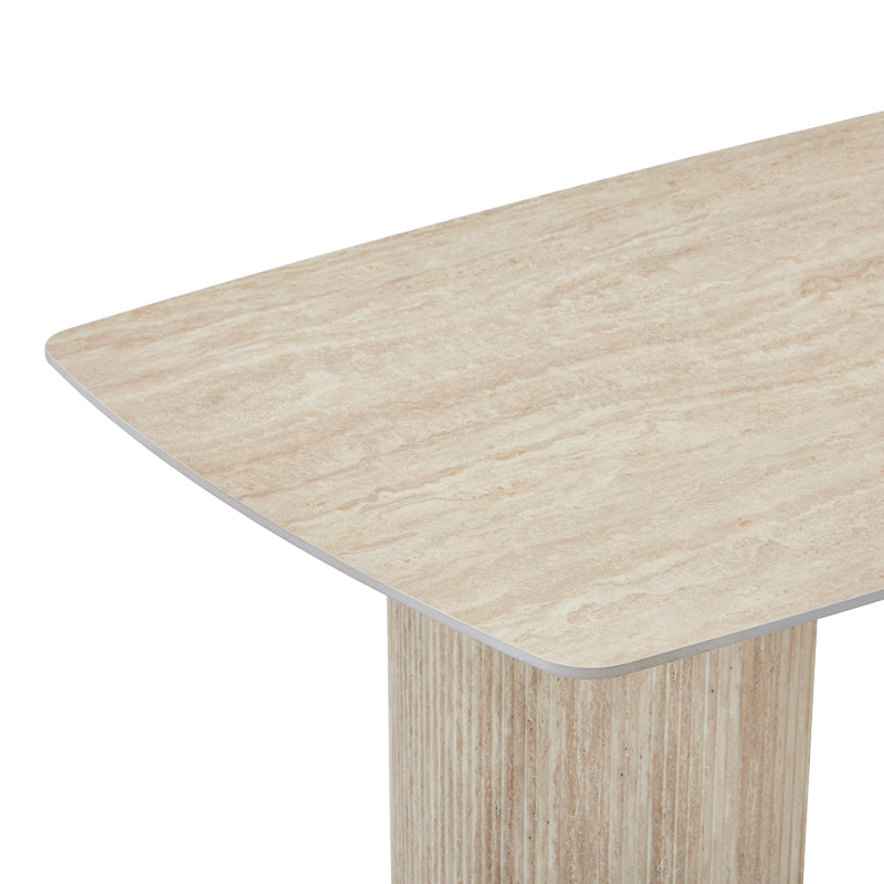 Τραπέζι Loosir pakoworld mdf-sandstone σε όψη τραβερτίνας 180x90x74εκ
