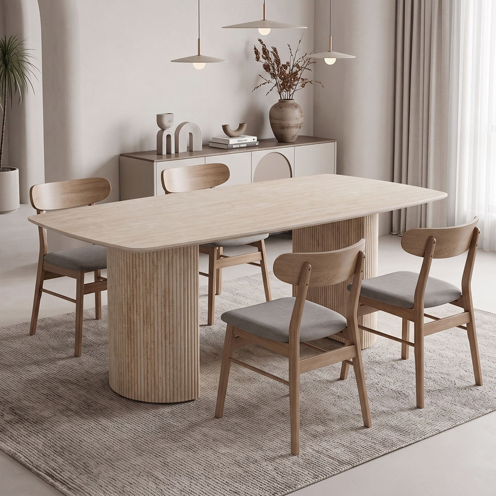Τραπέζι Loosir pakoworld mdf-sandstone σε όψη τραβερτίνας 180x90x74εκ