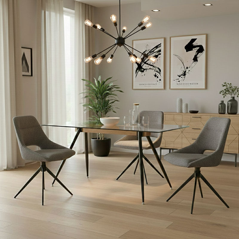 Τραπέζι Astrid pakoworld γυάλινο 10χιλ - πόδι μαύρο 140x80x75εκ