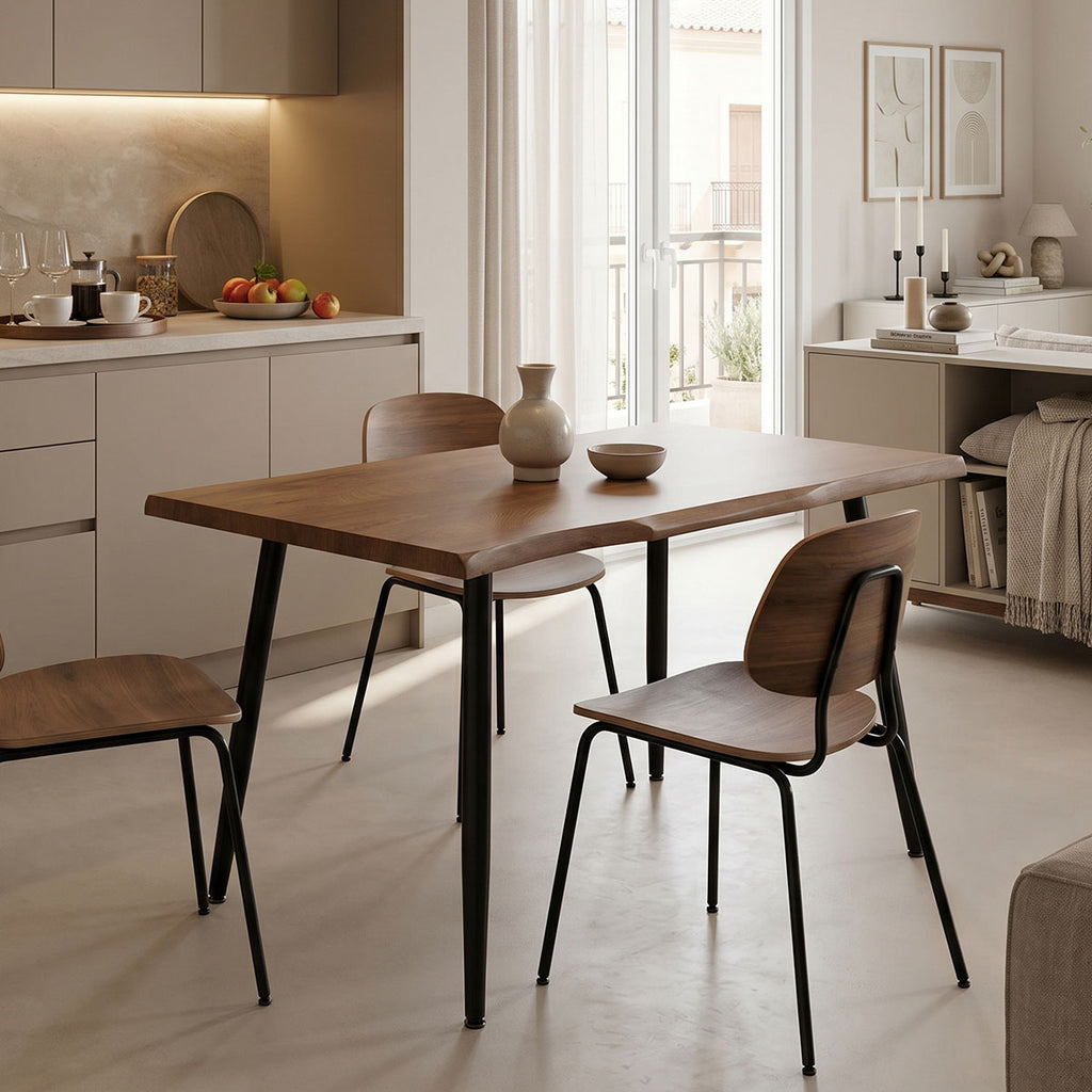 Τραπέζι Neve pakoworld MDF καρυδί-πόδι μεταλλικό μαύρο 120x80x75εκ