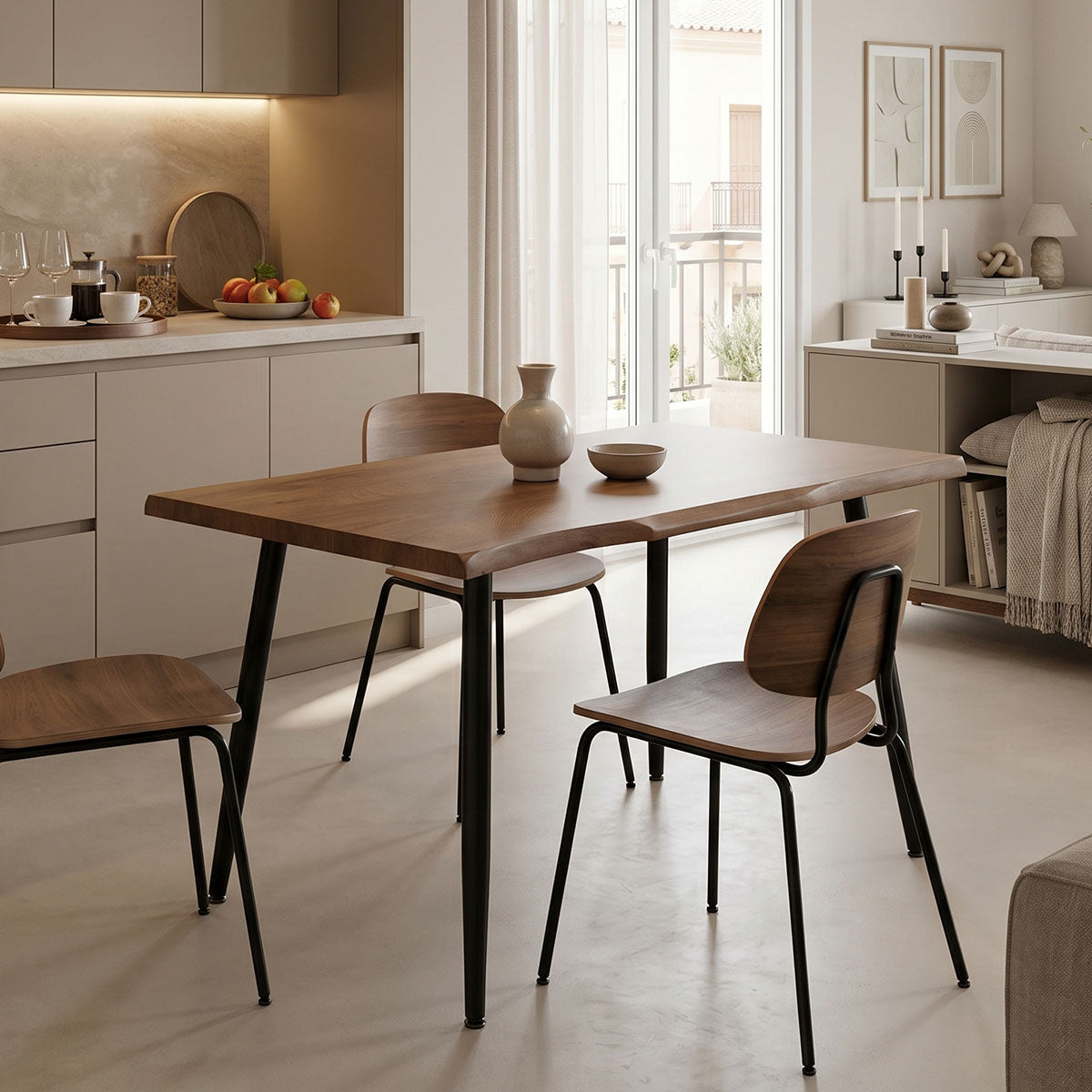Τραπέζι Neve pakoworld MDF καρυδί-πόδι μεταλλικό μαύρο 120x80x75εκ