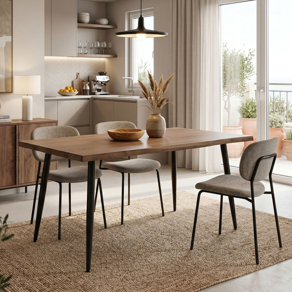 Τραπέζι Neve pakoworld MDF καρυδί-πόδι μεταλλικό μαύρο 140x80x75εκ