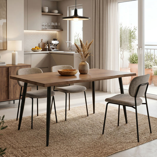 Τραπέζι Neve pakoworld MDF καρυδί-πόδι μεταλλικό μαύρο 140x80x75εκ