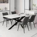 Τραπέζι Bethan pakoworld sintered stone λευκό-μαύρα μεταλλικά πόδια 180x90x75εκ